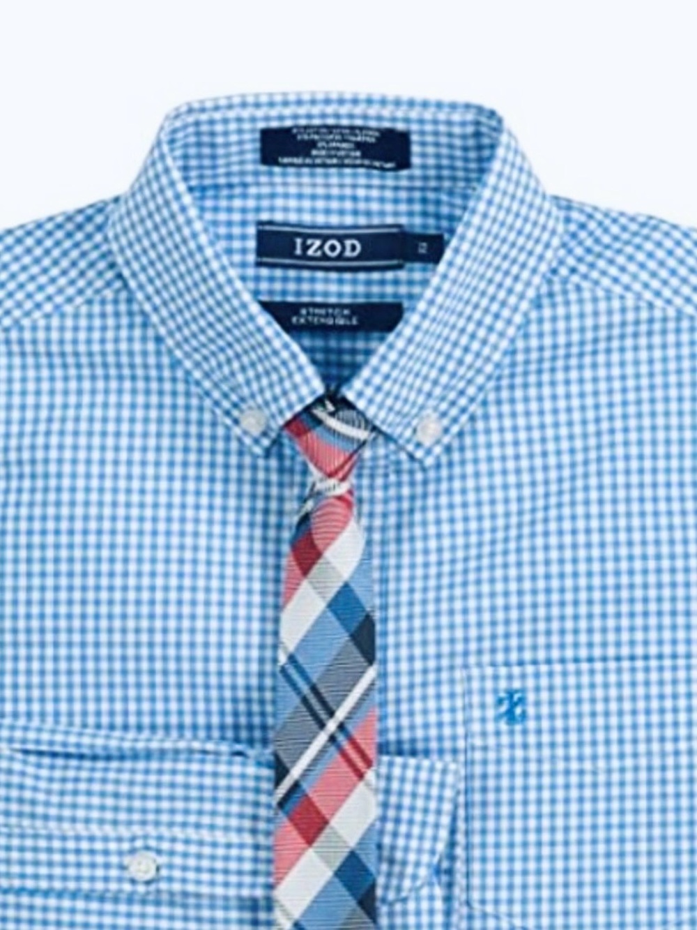 Boys Izod Classic Preppy Blue Gingham Shirt